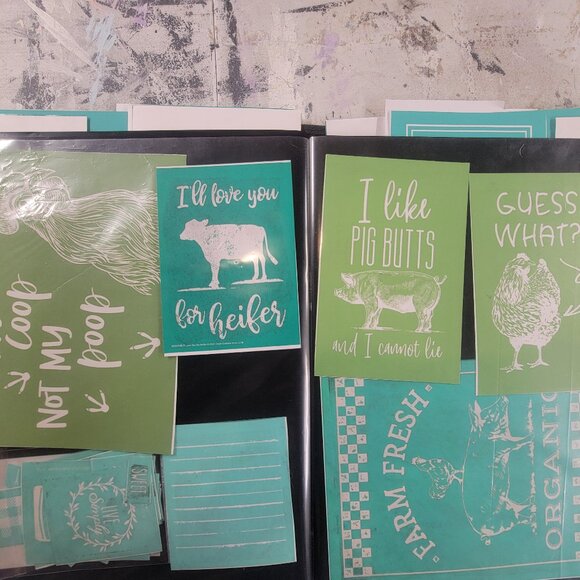 Bundle 1 ~ Reusable Silk Screen Stencils ~ 18 x 15 Binder ~ Farmhouse, Gnomes - Picture 1 of 16